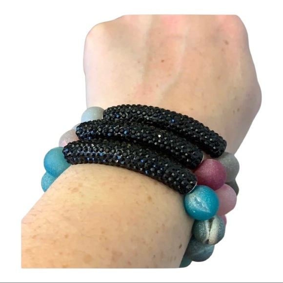 Agate druzy beaded stretch bracelet - Picture 7 of 7